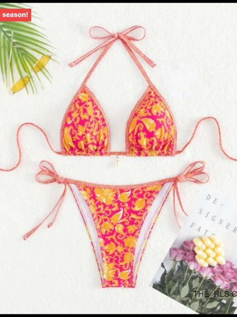Sexy Halter Bikini Set Triangle Top String Swimwear Cheeky Bathing Suit